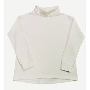 Lands’ End Textured Knit Turtleneck Long Sleeve Top Ivory Size M